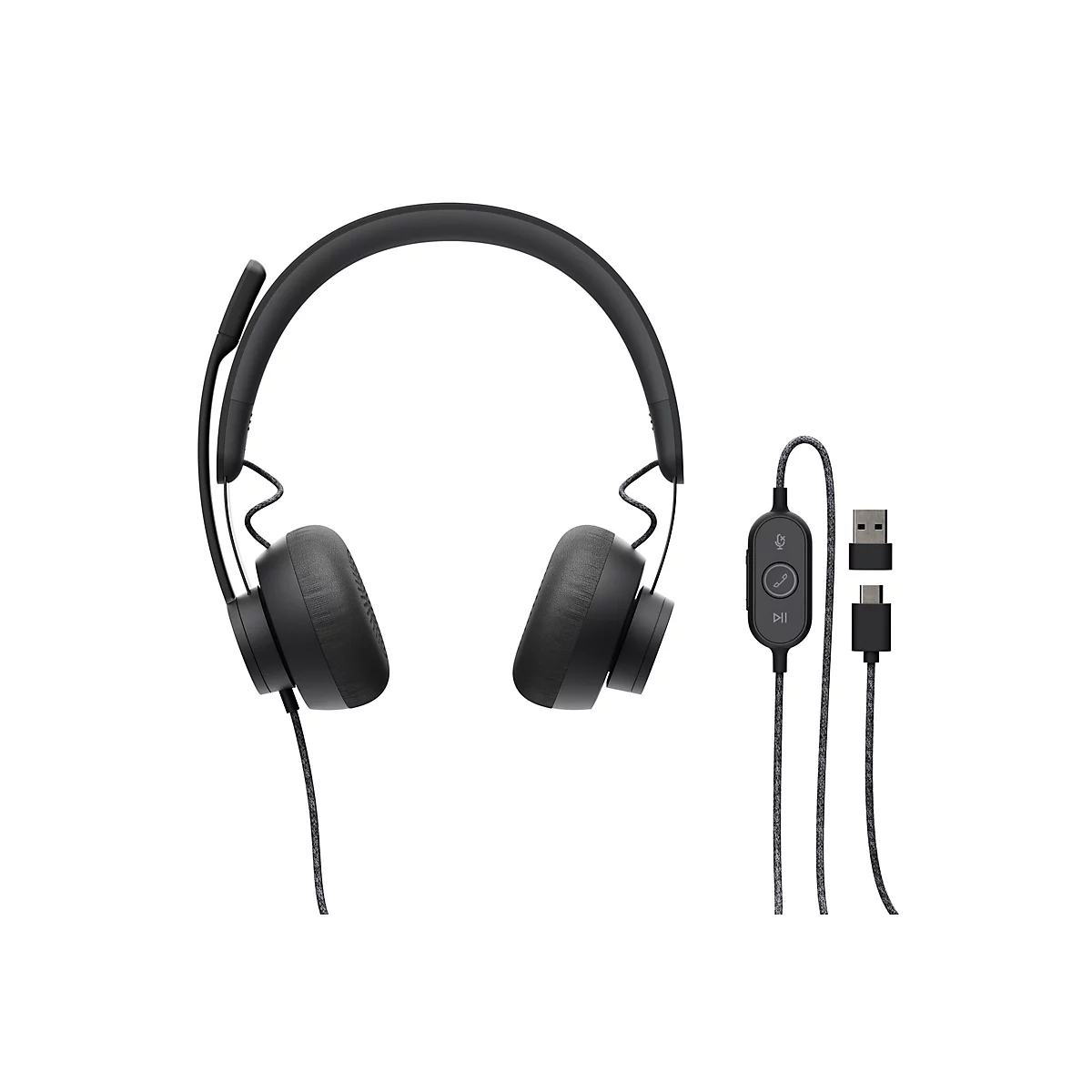 Logitech Zone Wired - Headset - On-Ear - kabelgebunden - USB-C - Graphite