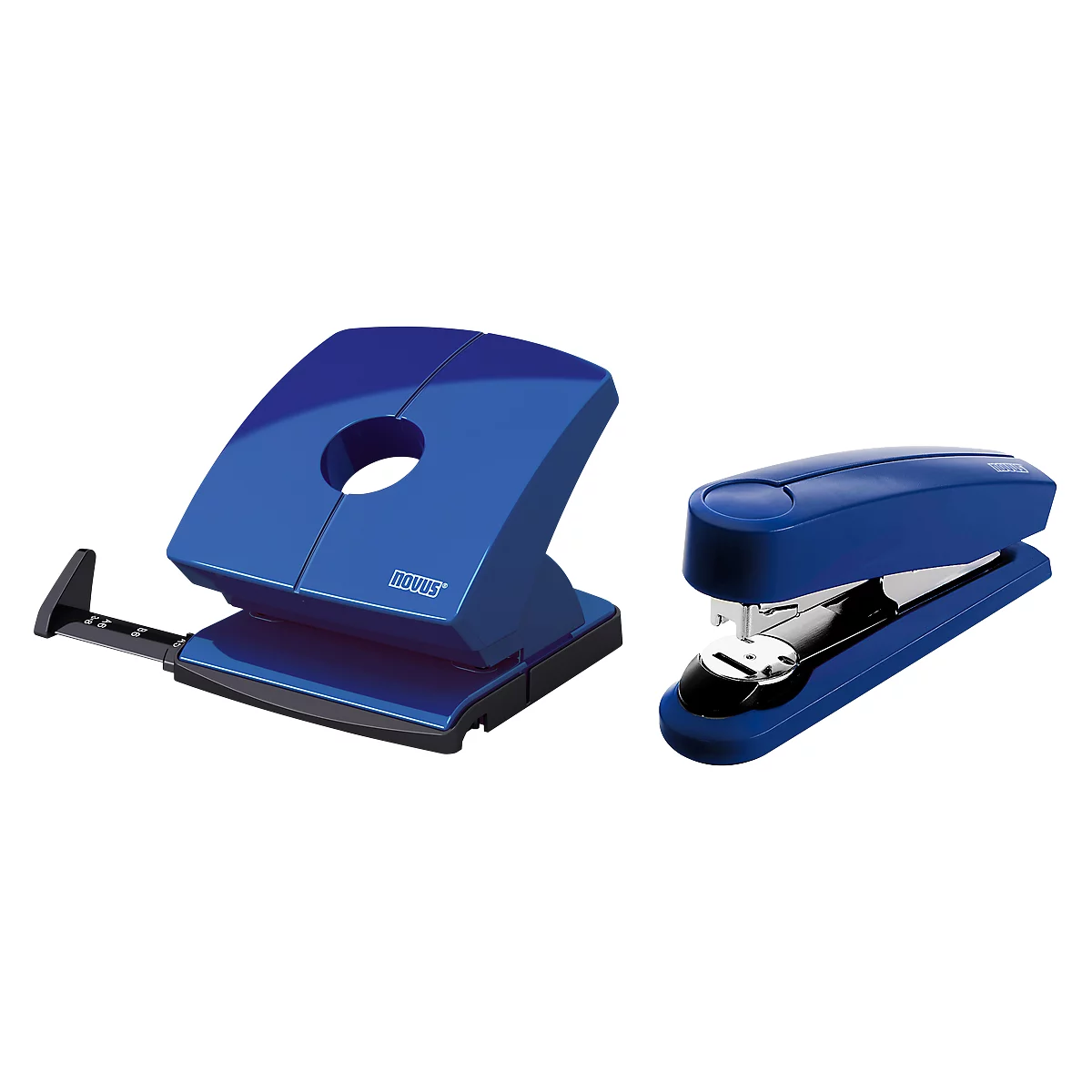 Lot éco agrafeuse B4 FC + perforateur B 230 Novus, pour 50 feuilles, perforateur 30 feuilles, bleu