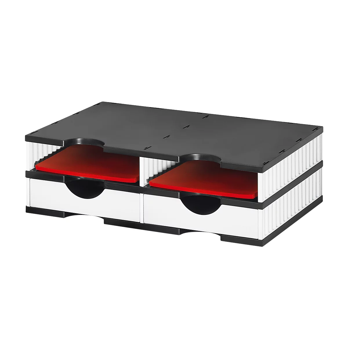 Lot station de tri Styro styrodoc Trio, 4 compartiments, blanc-noir/blanc