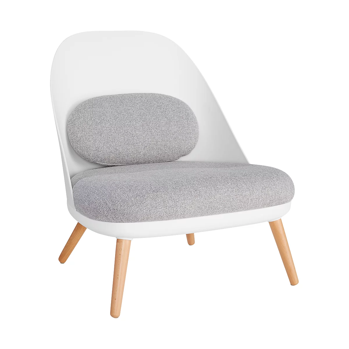 Lounge fauteuil, gestoffeerd, B 700 x D 655 x H 755 mm, 4-poten, witte zitschaal