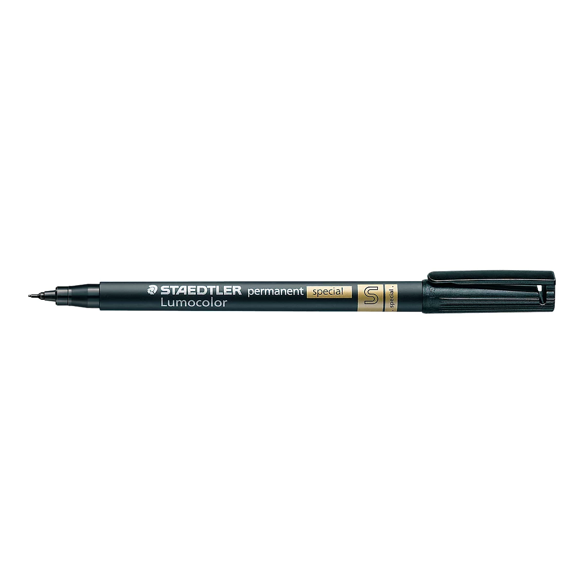Black felt-tip pen with the inscription STAEDTLER Lumocolor permanent special 5.