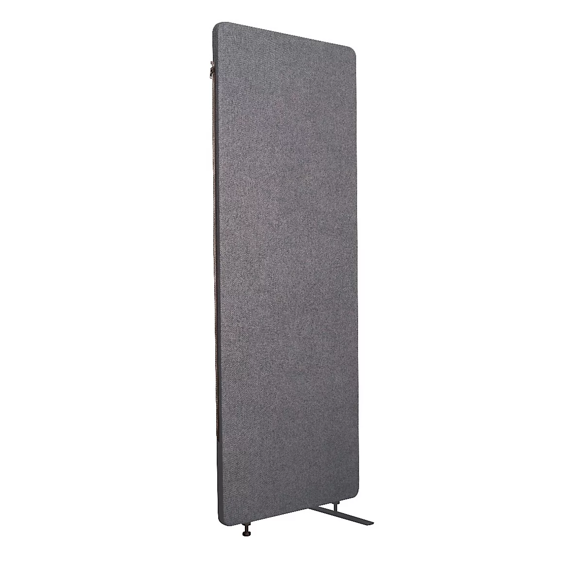 Luxor akoestische scheidingswand, 1 paneel, met voeten, ca. 7 kg, B 600 x D 35 x H 1680 mm, gerecycled materiaal, leigrijs