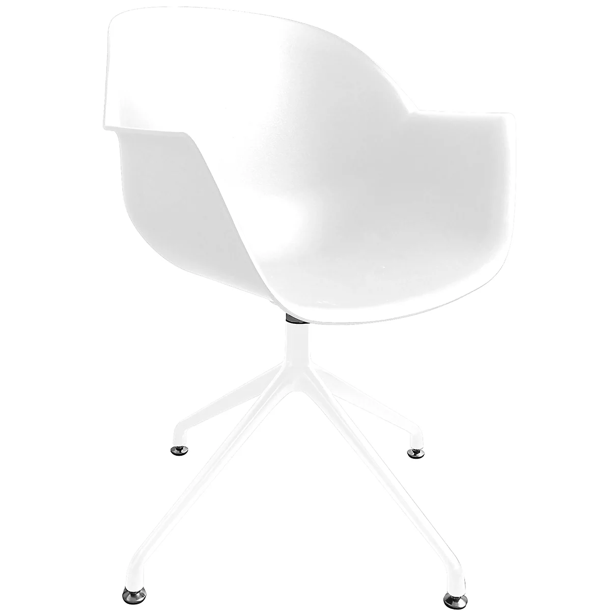 Maanschaalstoel, set van 2, B 600 x D 575 x H 830 mm, 360° draaibaar, polypropyleen &amp; staal, gelakt, wit