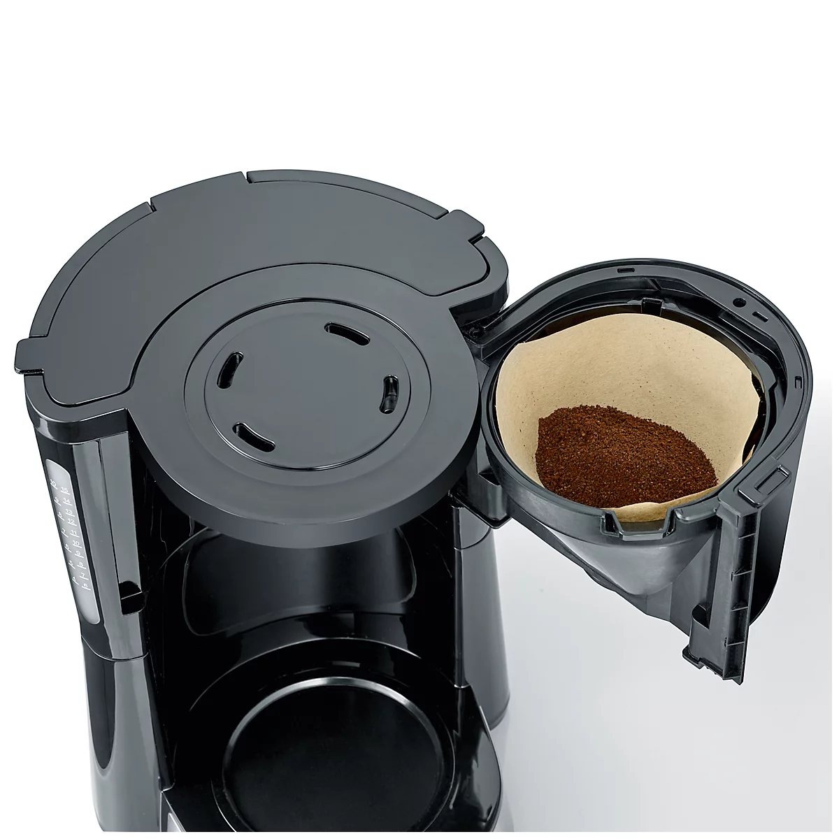 Machine à café Severin KA 4815, 1000 W, pour jusqu'à 10 tasses, arrêt automatique, système anti-gouttes, indicateur de niveau d'eau, avec verseuse en verre, noir
