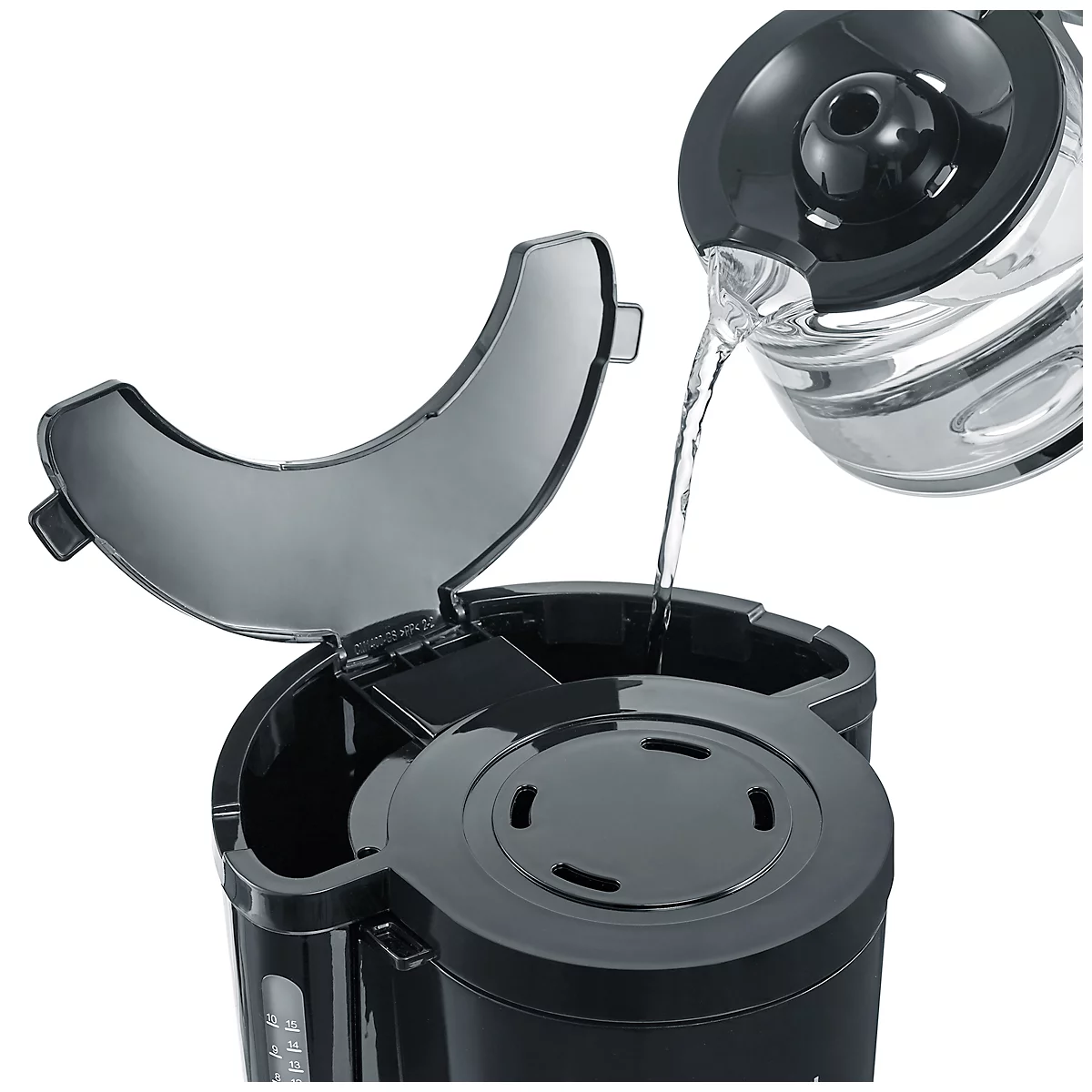 Machine à café Severin KA 4815, 1000 W, pour jusqu'à 10 tasses, arrêt automatique, système anti-gouttes, indicateur de niveau d'eau, avec verseuse en verre, noir