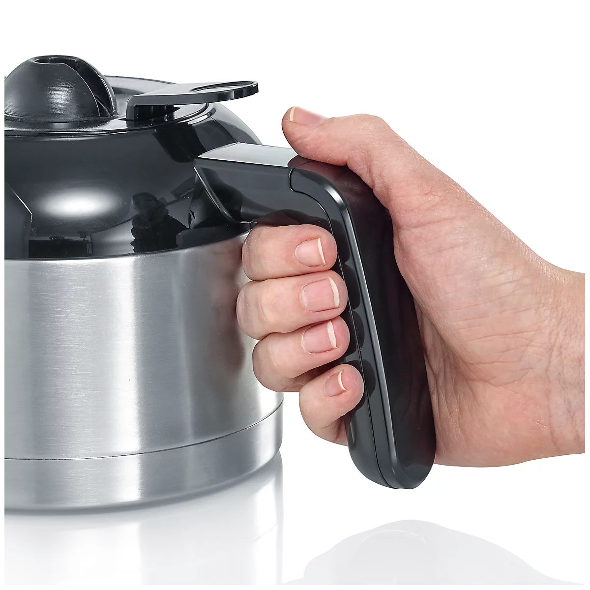 Machine à café Severin KA 4835, 1000 W, pour jusqu'à 8 tasses, arrêt automatique, système anti-gouttes, indicateur de niveau d'eau, avec verseuse en inox, noir