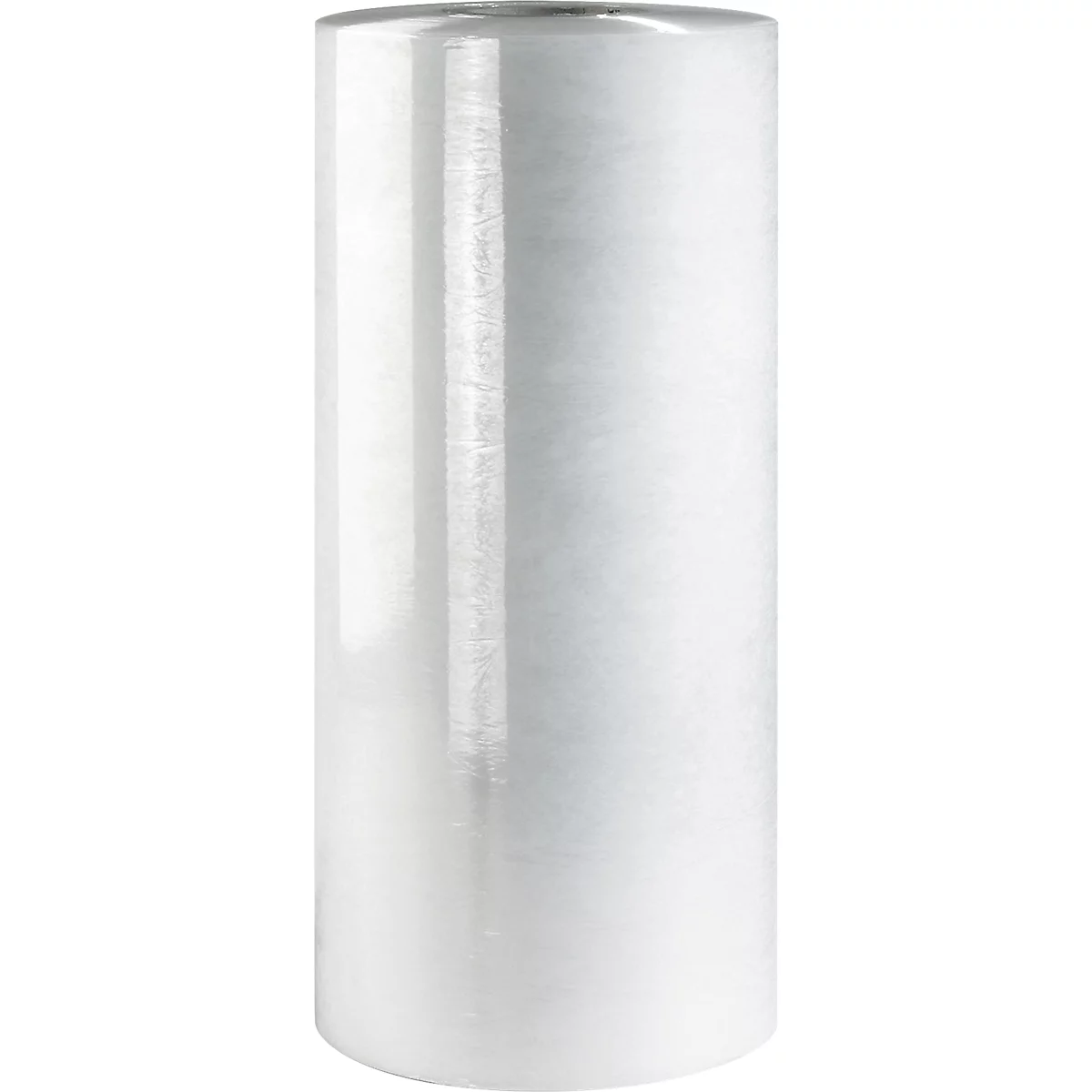 Cylindrical, transparent container reflecting light.