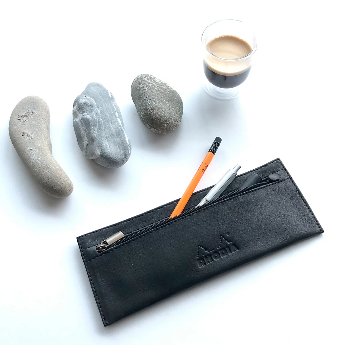 Mäppchen Rhodia ePure, 220 x 85 mm, Leder, schwarz