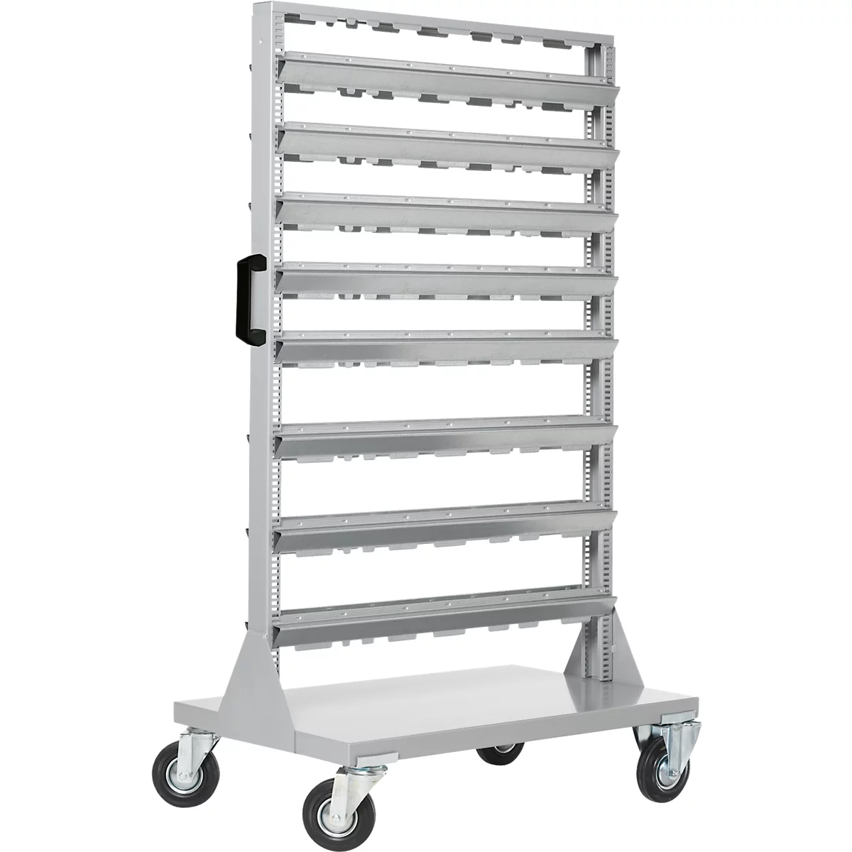 Magasin mobile pour petites pièces Schäfer Shop Select, à équiper des 2 côtés, sans bacs à bec, L 825 x P 550 x H 1450 mm, acier, gris