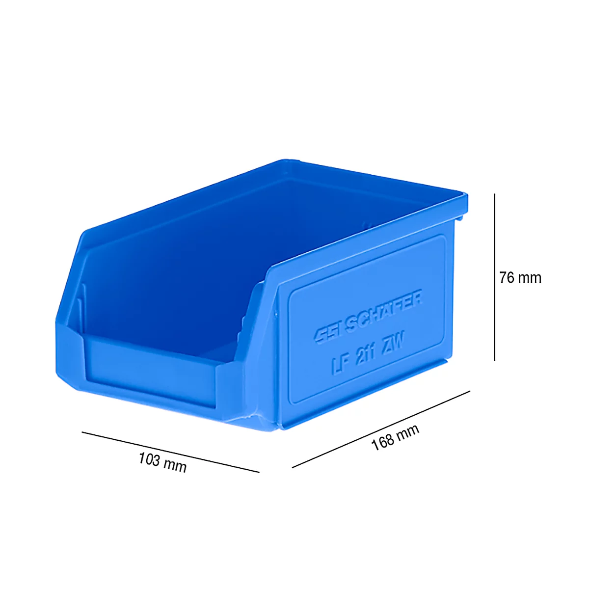 Magazijnbak LF 211 SSI Schäfer - polypropeen - L 168 x B 103 x H 76 mm - 0,9 l - blauw