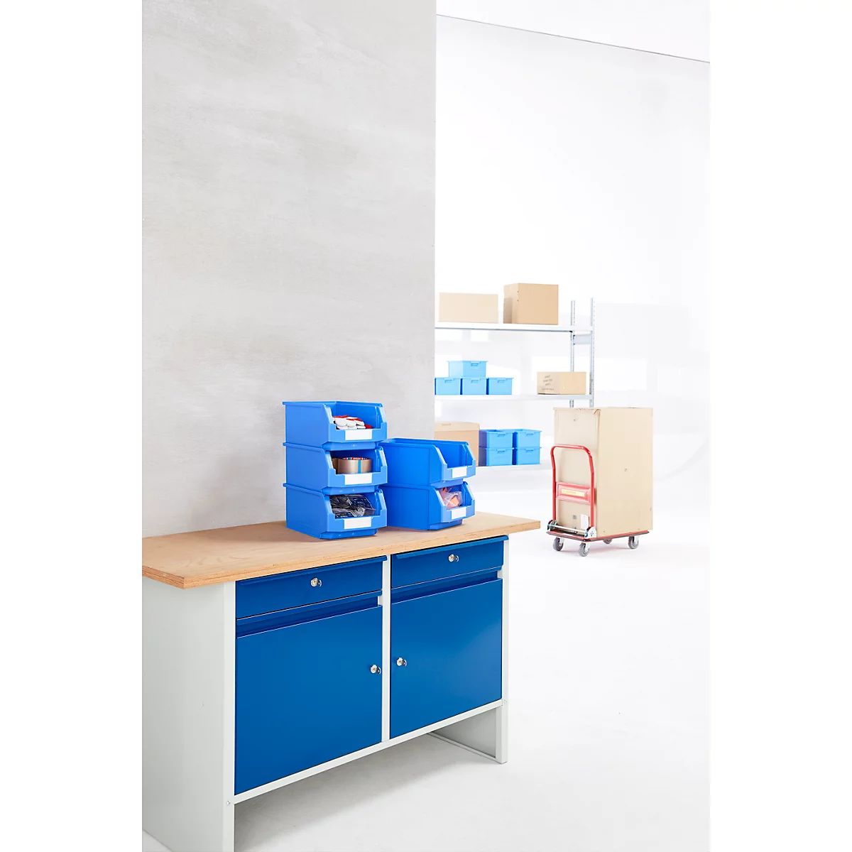 Magazijnbak LF 321 SSI Schäfer - polypropeen - L 350 x B 220 x H 145 mm - 7,5 l - blauw - voordeelset: 5 stuks