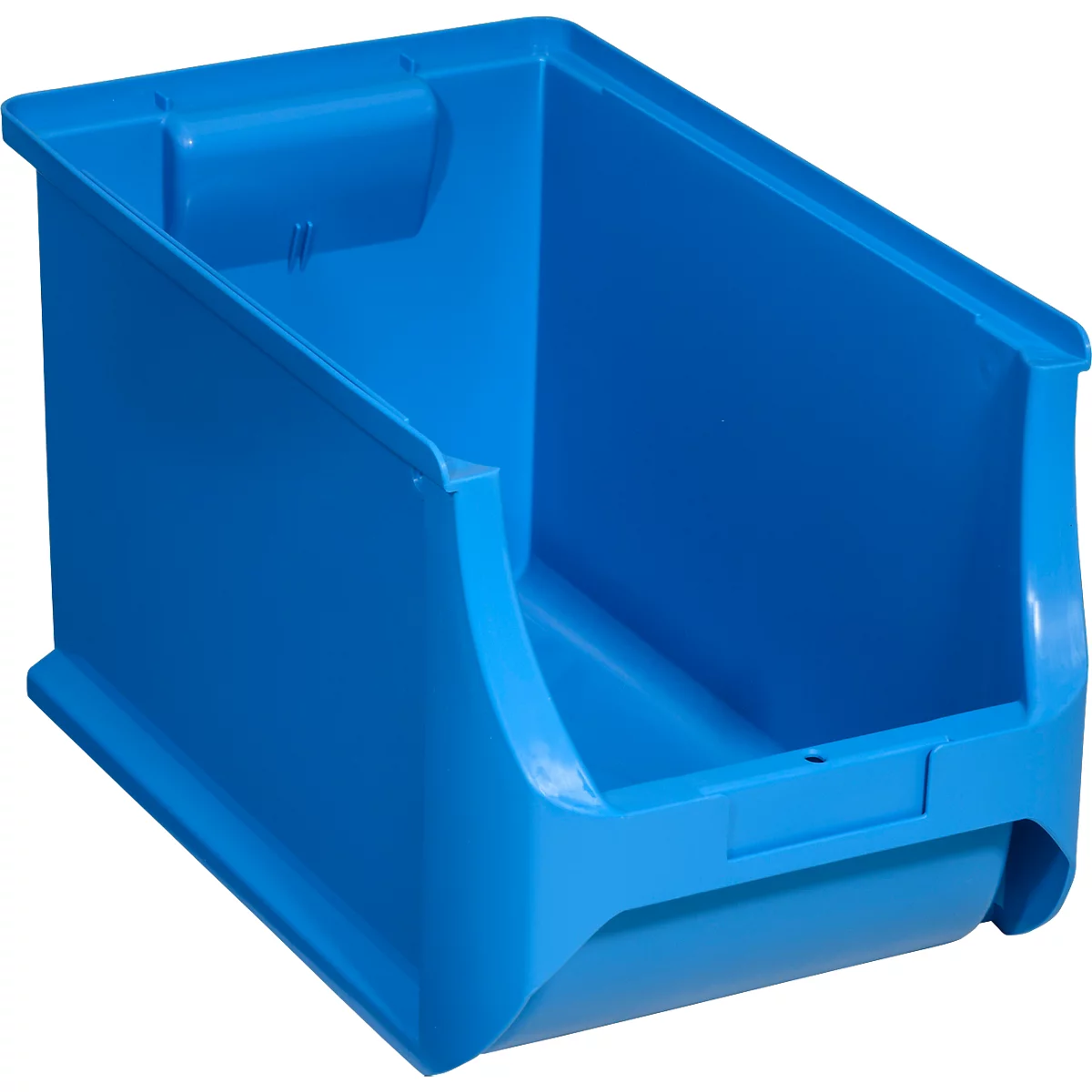 Blauwe open kunststof opslagbak voor het overzichtelijk bewaren van kleine onderdelen.