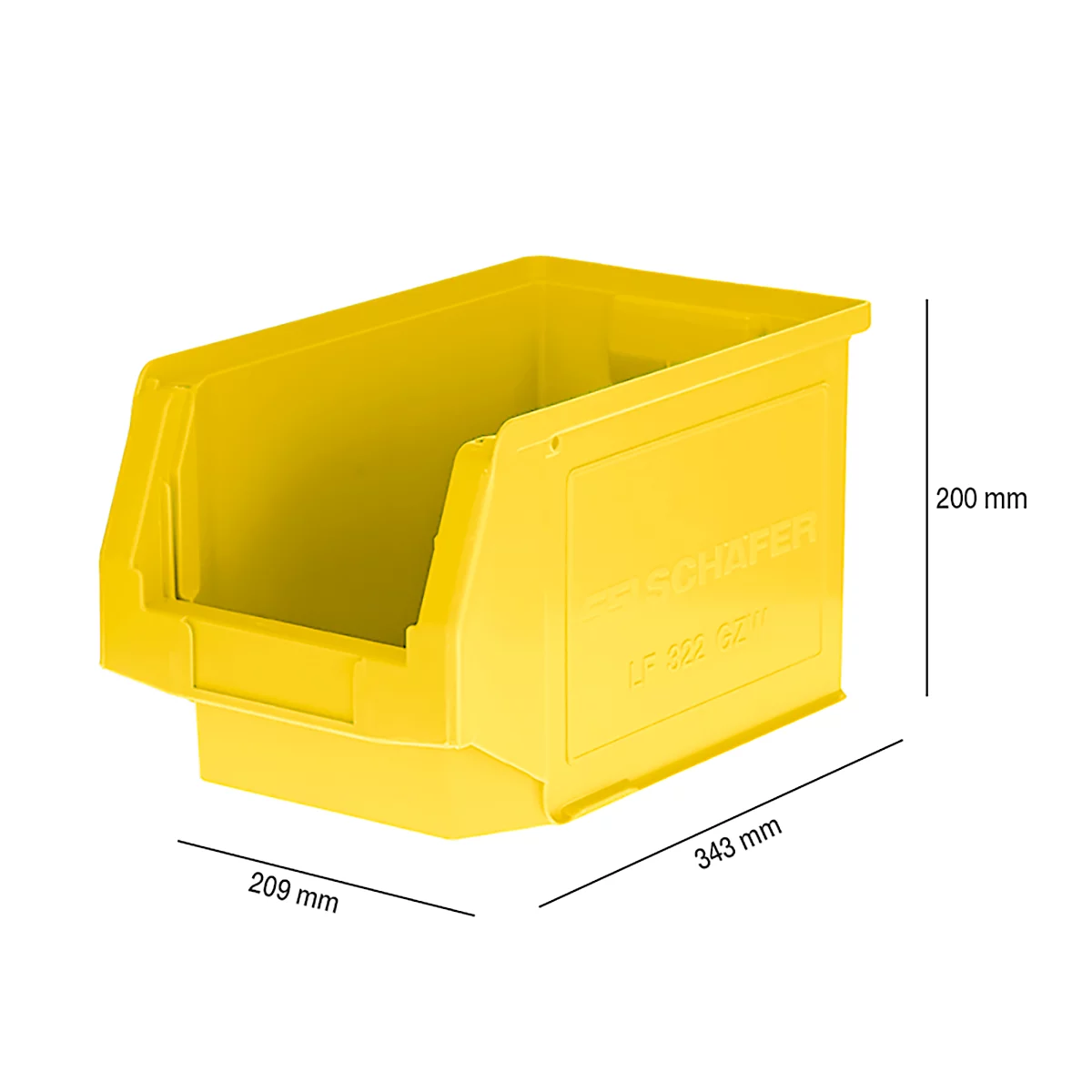 Magazijnbak SSI Schäfer LF 322, polypropeen, L 343 x B 209 x H 200 mm, 10,4 l, geel