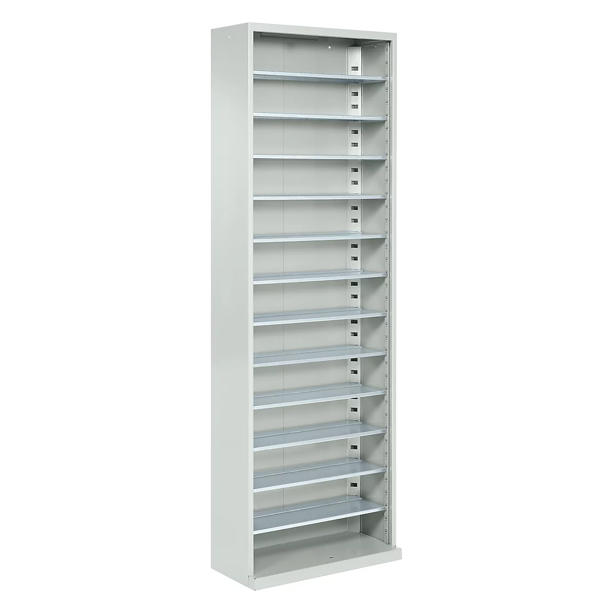 Magazijnkast, 1980 mm hoog, 12 legborden, zonder dozen, licht zilver