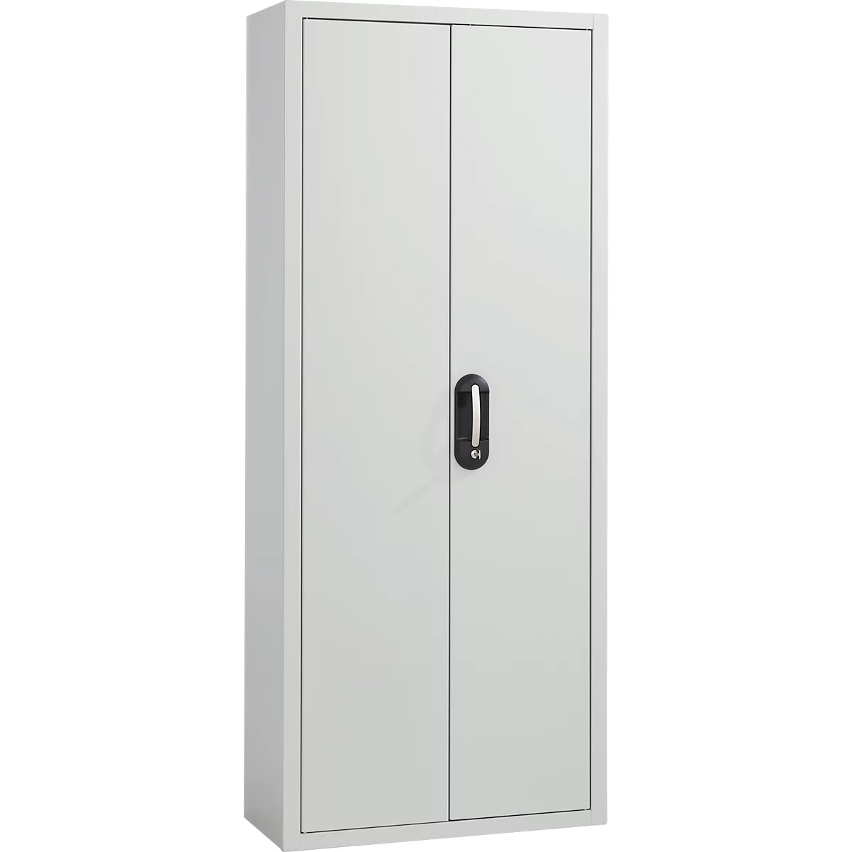 Magazijnkast - B 700 x D 300 x H 1690 mm - 10 legborden - 28 bakken - met deuren - lichtgrijs