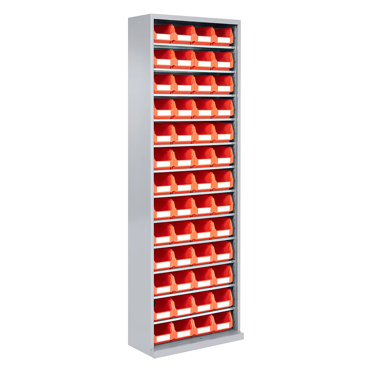 Magazijnkast - B 700 x D 300 x H 1980 mm - 12 legborden - 52 bakken - zonder deuren - lichtgrijs