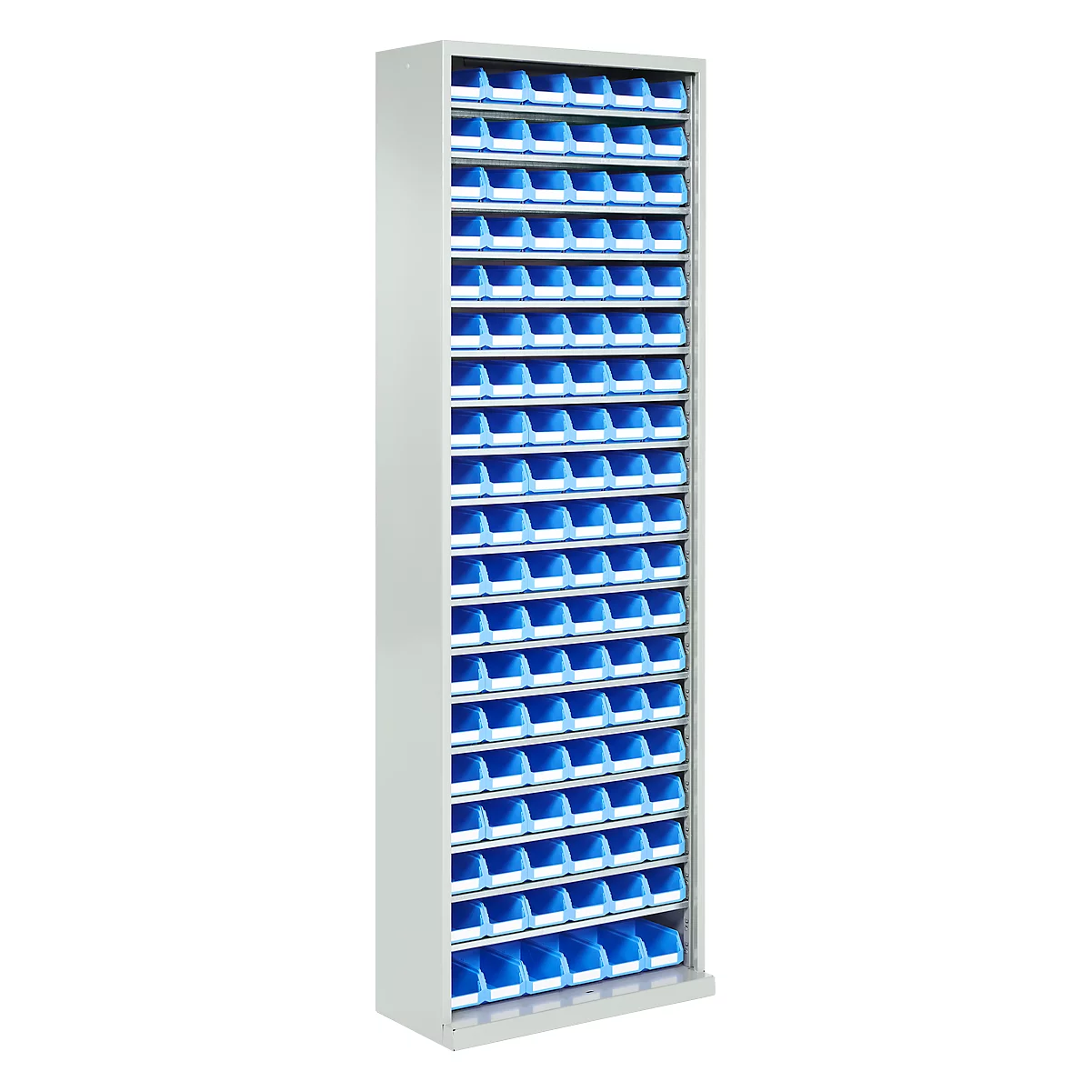 Magazijnkast - B 700 x D 300 x H 1980 mm - 18 legborden - 114 bakken - zonder deuren - lichtgrijs