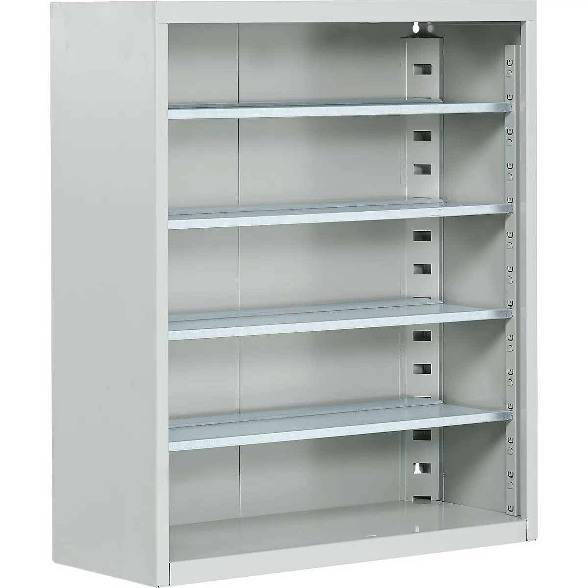Magazijnkast - B 700 x D 300 x H 830 mm - 4 legborden - zonder bakken - zonder deuren - lichtgrijs