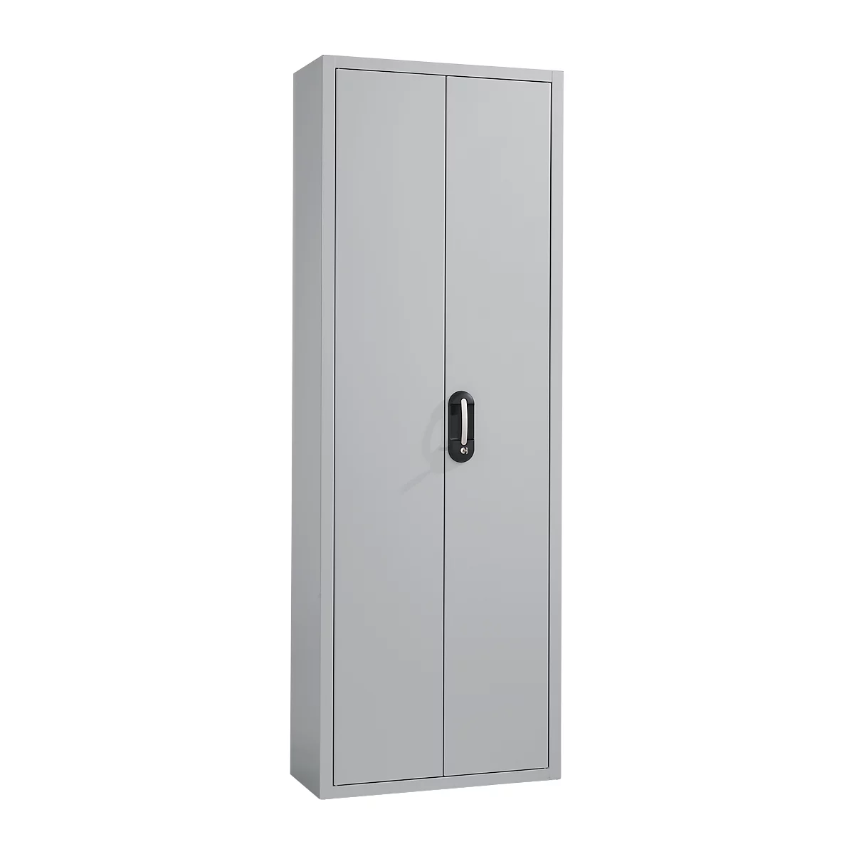 Magazinschrank, 1980 mm hoch, 18 Böden, 114 Kästen, mit Türen, hellsilber