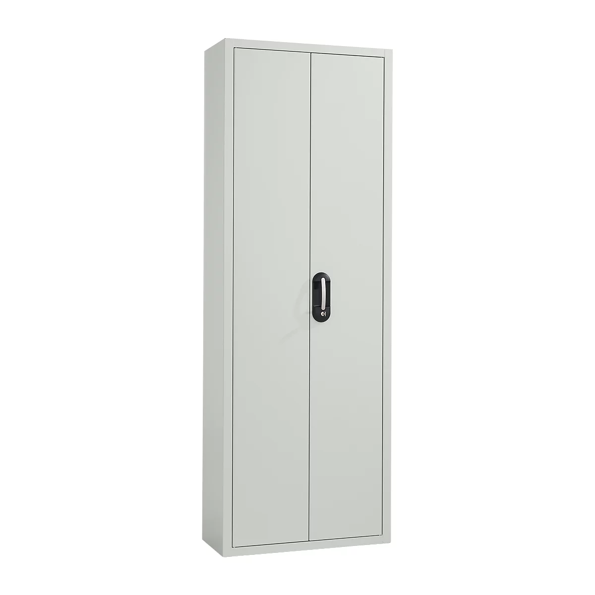 Magazinschrank, 1980 mm hoch, 18 Böden, 114 Kästen, mit Türen, lichtgrau