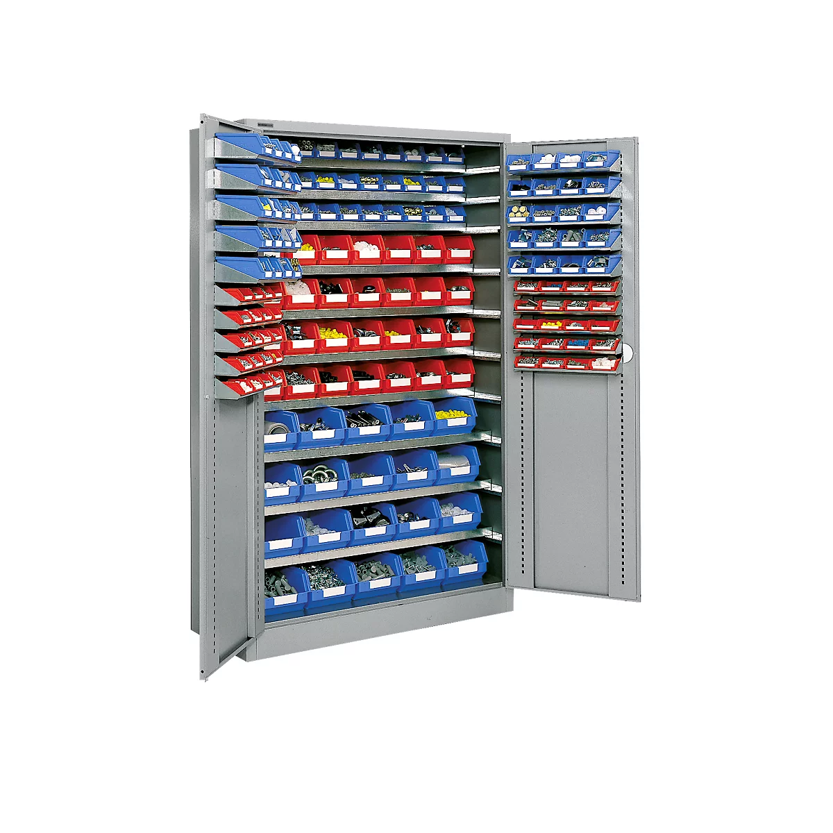 Magazinschrank, mit Ausstattung, B 1200 x T 500 x H 1935 mm, alusilber 