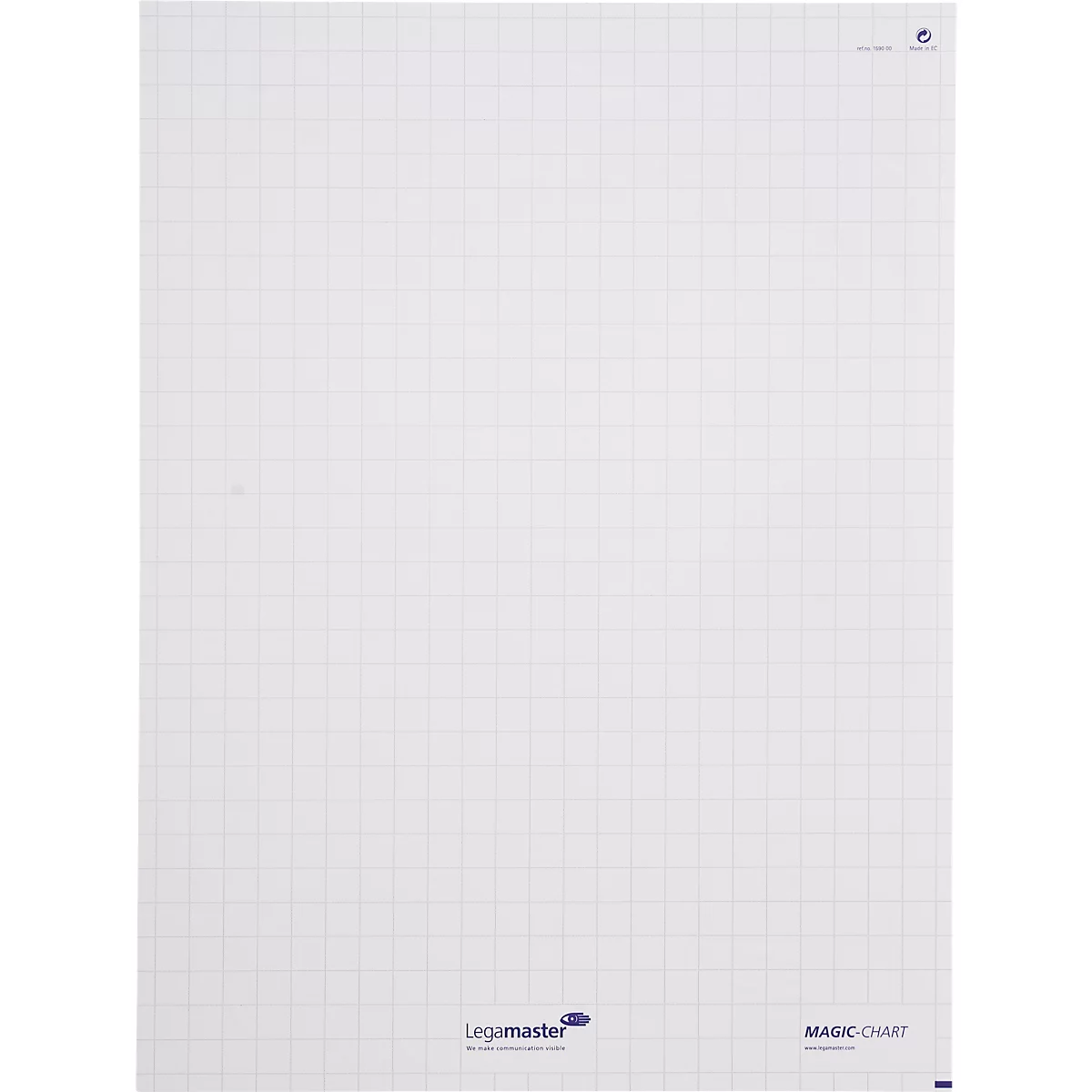 Magic Charts Legamaster, pour flipcharts, quadrillé, autocollant &amp; inscriptible, marqueur permanent inclus, L 800 x l 600 mm, 100 % recyclable, polypropylène, blanc, 25 feuilles