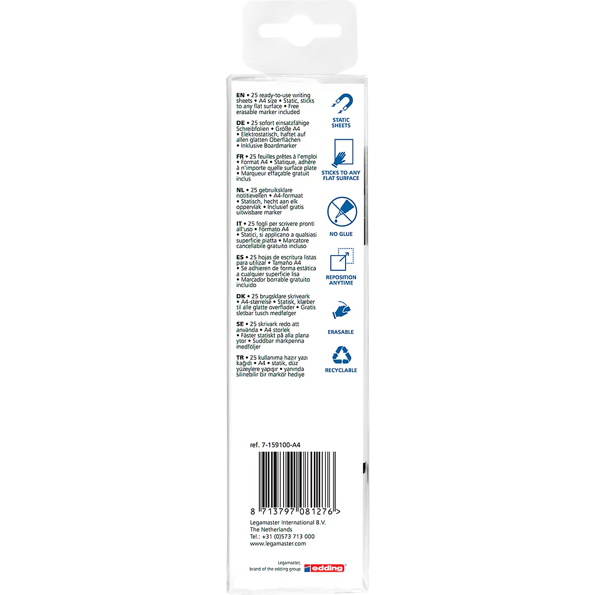 Magic Charts Legamaster, pour tableaux blancs, vierges, autocollants &amp; inscriptibles, marqueur pour tableau inclus, L 200 x l 300 mm, 100 % recyclable, polypropylène, blanc, 25 feuilles