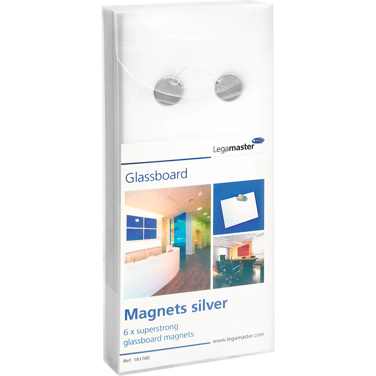 Magneet Legamaster 7-181700, voor glasboards, 6 stuks