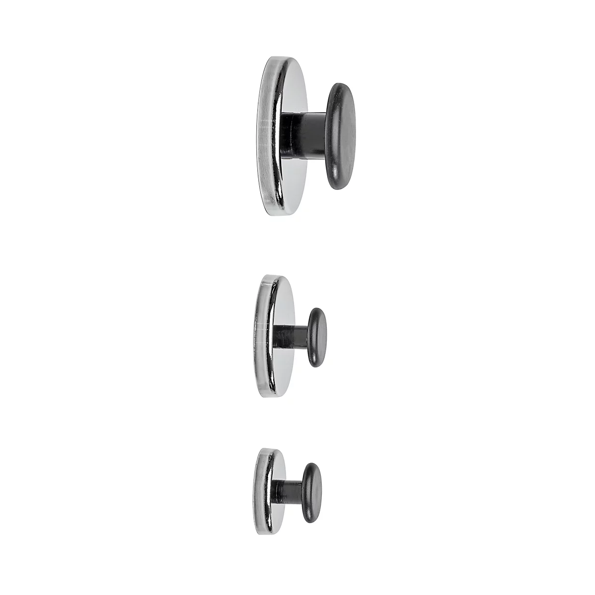 Magneetstang, rond, met handvatknop, 38 x D 24 mm, kleefkracht tot 5 kg, staal &amp; kunststof, licht zilver, 1 st.