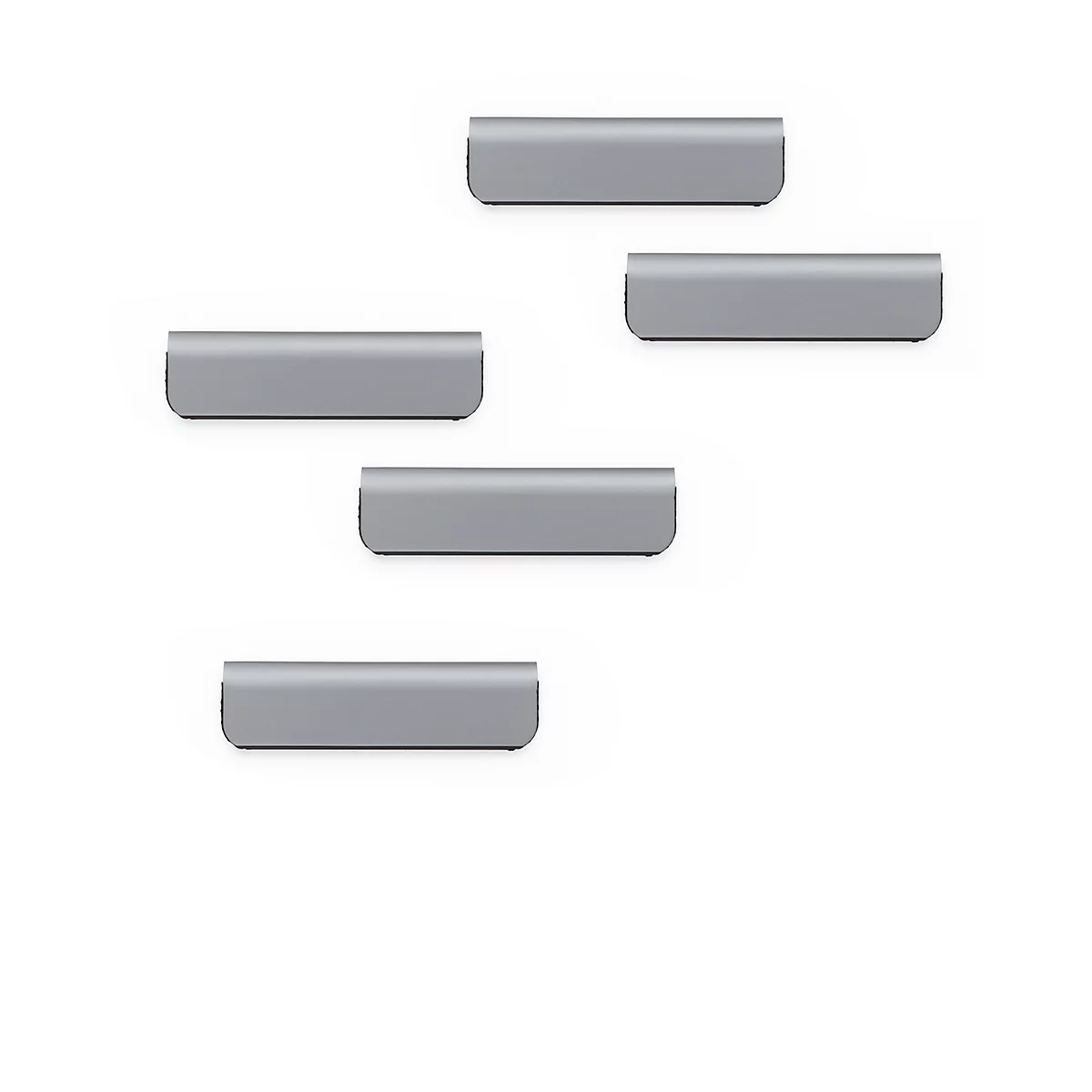 Magneetstrip DURAFIX® clip, B 60 x H 17 mm, zelfklevend, zilver, 5 stuks