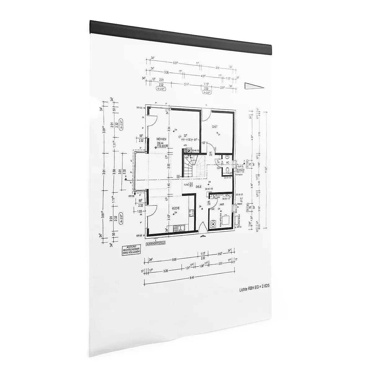 Magneetstrip DURAFIX® rail, B 297 x H 17 mm, zelfklevend, luchtbelvrije look, zwart
