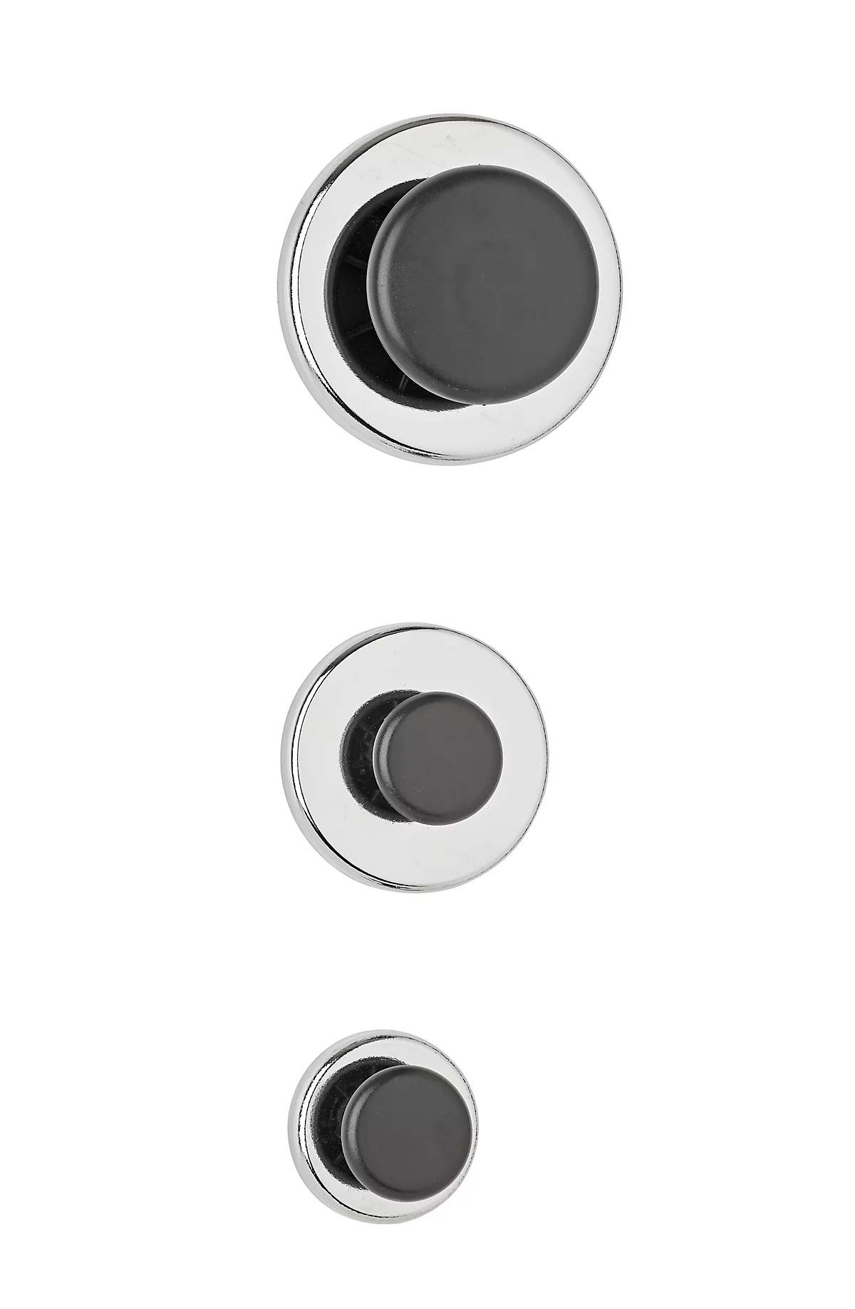 Magnet Maul, rund, mit Griffknopf, Ø 38 x T 24 mm, Haftkraft bis 5 kg, Stahl & Kunststoff, hellsilber, 1 Stück