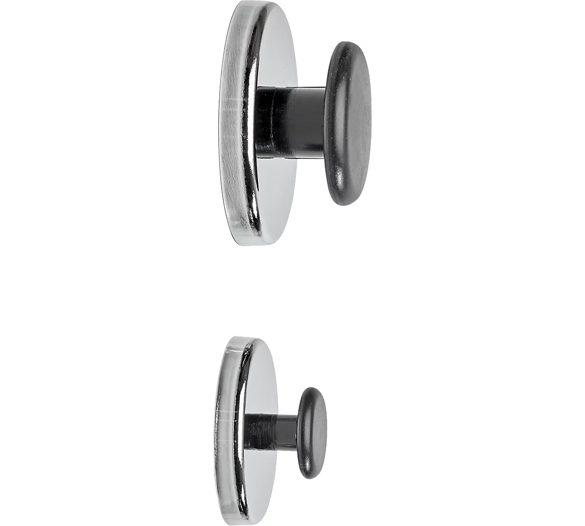 Magnet Maul, rund, mit Griffknopf, Ø 51 x T 24 mm, Haftkraft bis 9 kg, Stahl & Kunststoff, hellsilber, 1 Stück