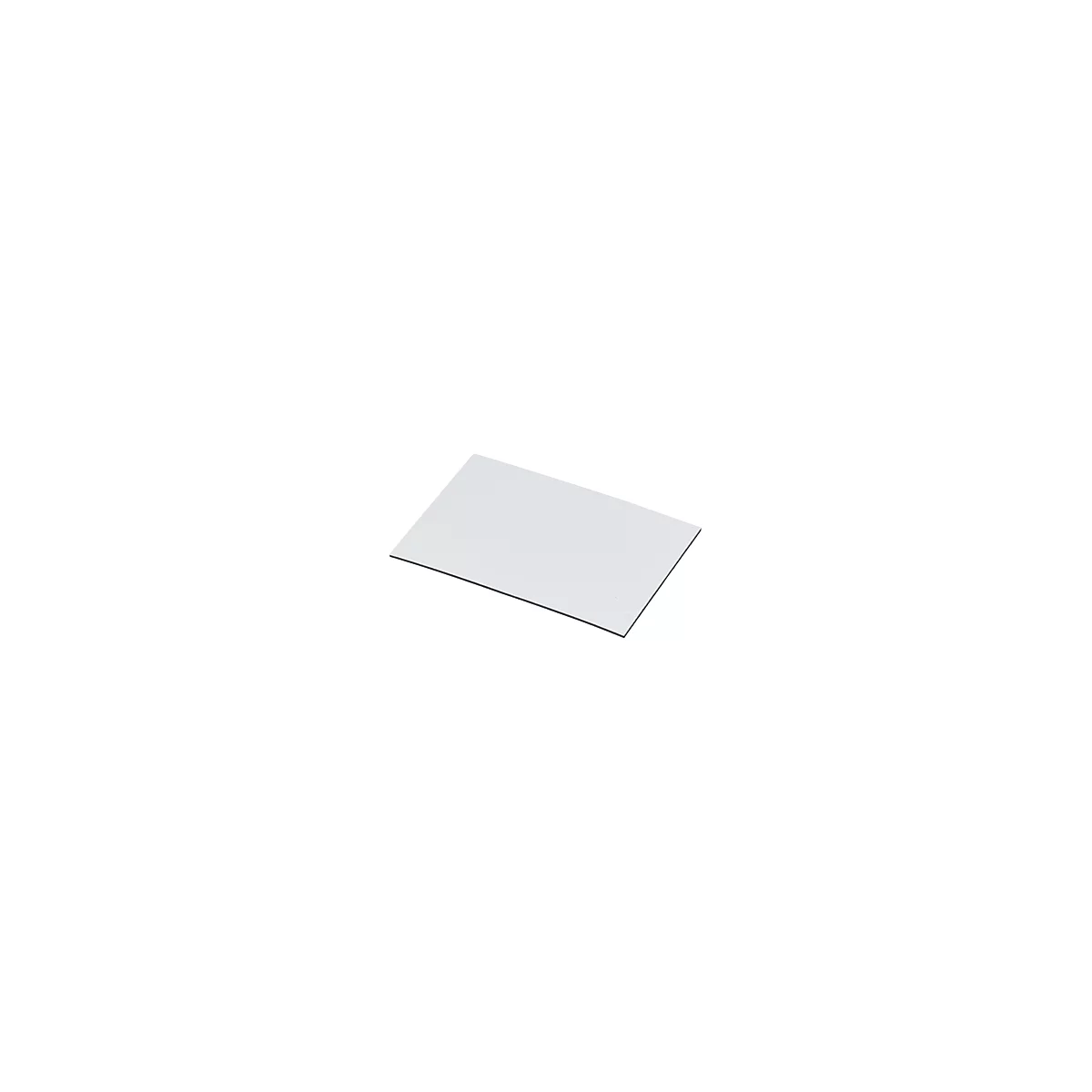 Rectangular, white paper with black edge. Lying diagonally in the picture.