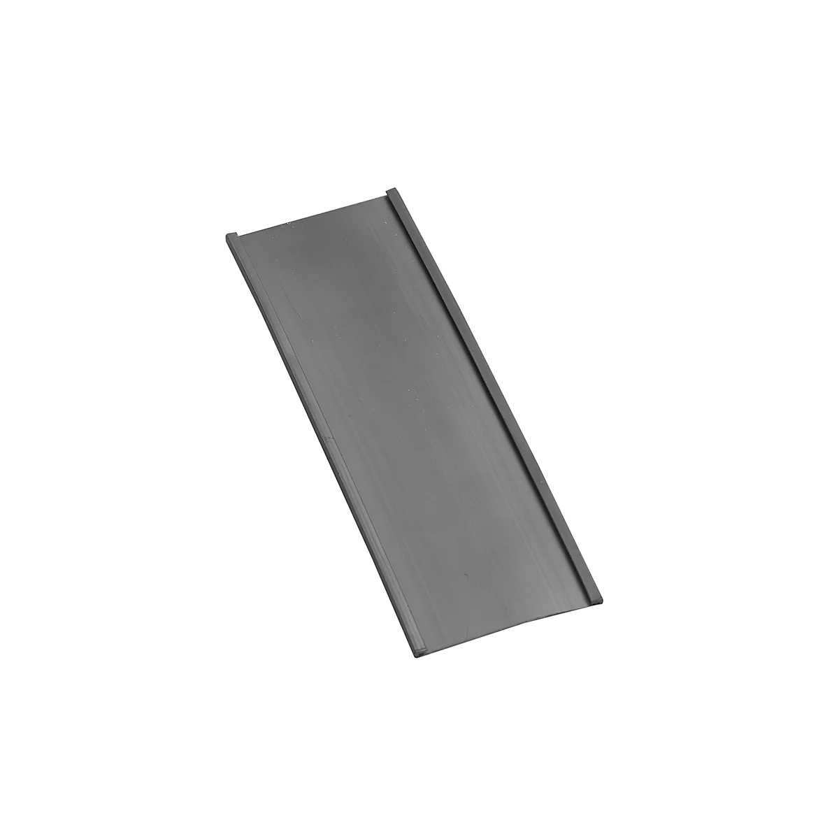 Gray, oblong detail of a product, diagonally in front of a white background.