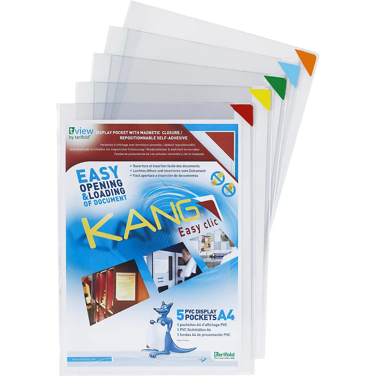 Magnetisch zichtpaneel doorzichtig hoesje Tarifold Kang, A4, 5 stuks