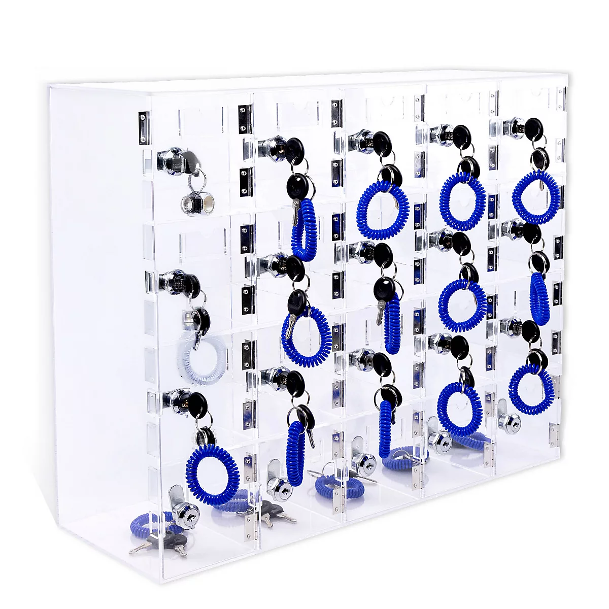 Magnetoplan Armoire de rangement pour smartphone, pour jusqu'à 20 téléphones portables, verrouillable, L 530 x P 180 x H 425 mm, acrylique, transparent