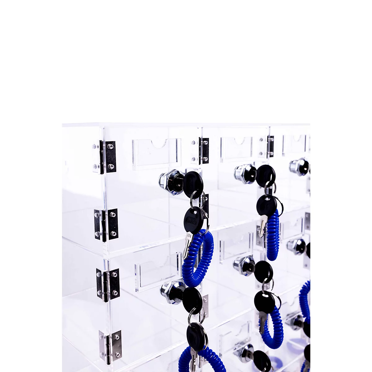 Magnetoplan Armoire de rangement pour smartphone, pour jusqu'à 20 téléphones portables, verrouillable, L 530 x P 180 x H 425 mm, acrylique, transparent