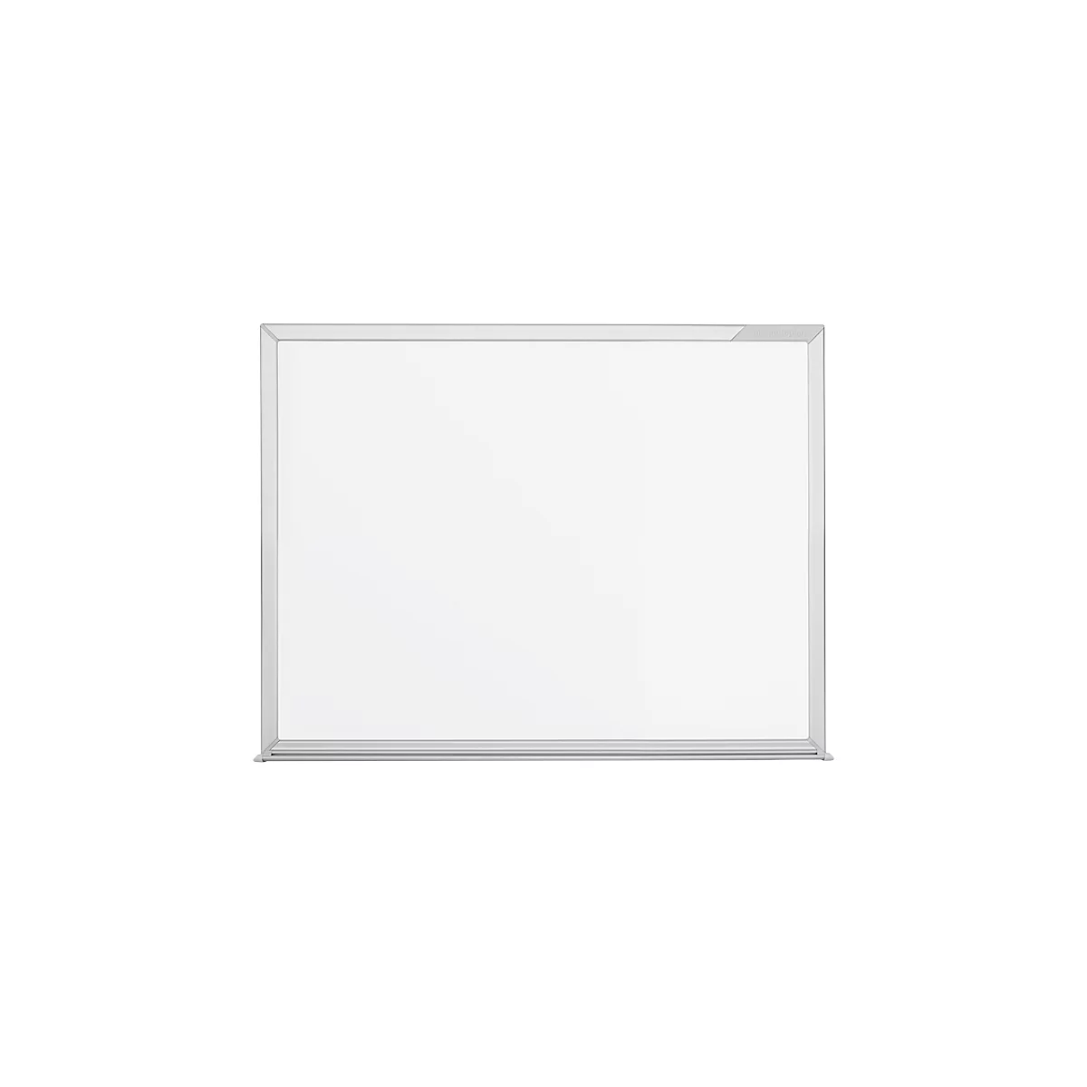 White whiteboard with a silver frame. The majority of the image is of the white writing surface.
