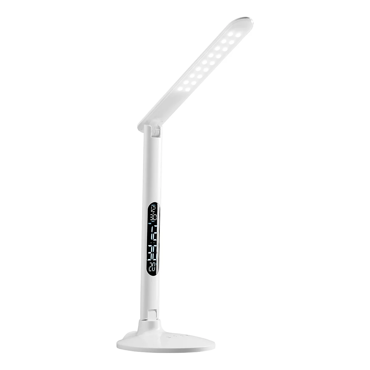 Magnetoplan LED-Schreibtischlampe Lumos Strato, weiss, dimmbar, mit Uhr, Kalender etc.