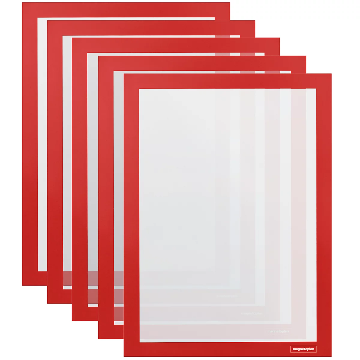 Ein Paar lächelt vor einem Firmenbanner mit dem Logo von magnetoplan, Auszeichnungen und Informationen über das Familienunternehmen.