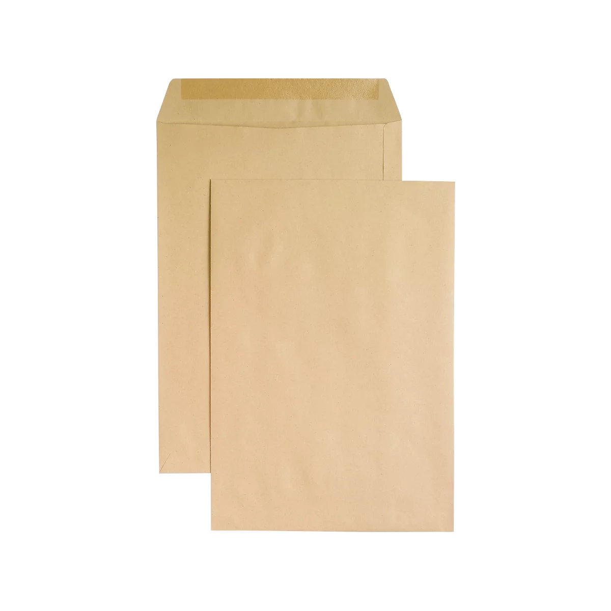 An envelope and a sheet of paper in beige on a white background.