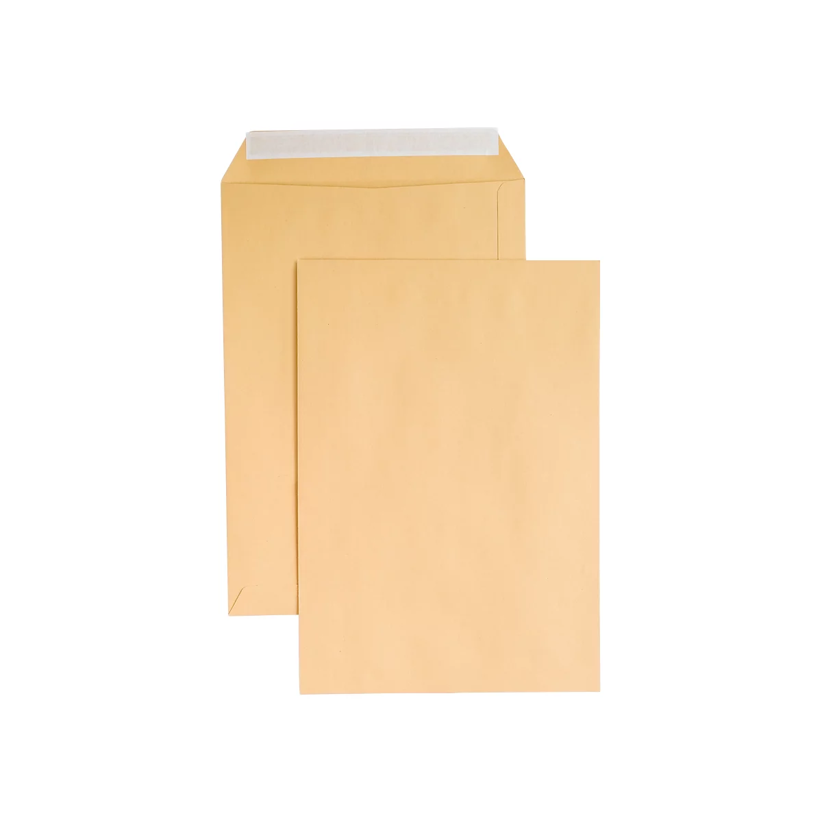 Two brown envelopes, one slightly open with white lining.
