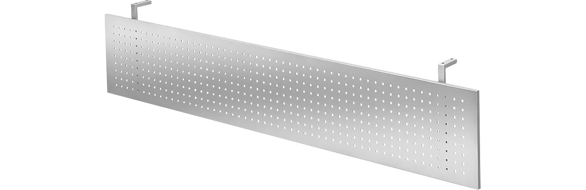 Mampara de privacidad para escritorios, metálica, perforada, acabado esmaltado al horno color plata, W 1800 mm