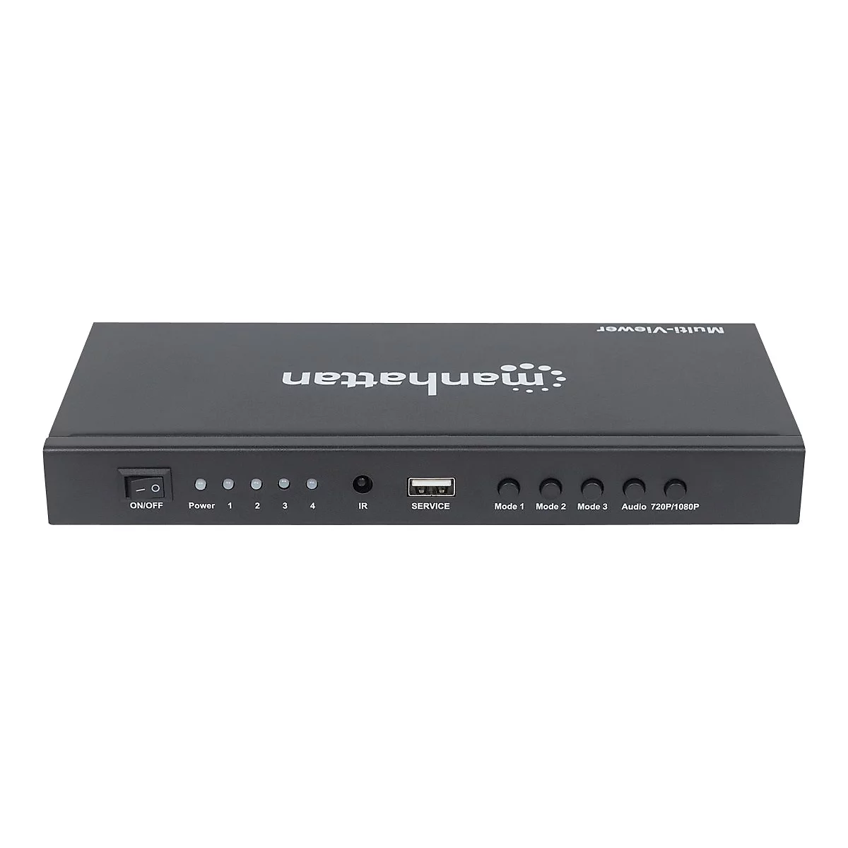 Manhattan 1080p 4-Port HDMI Multiviewer Switch, Switch with Four Inputs on One Display, Video Bandwidth Amplifier, Remote Control, Black, Three Year Warranty, Box - Video/Audio-Schalter - 4 Anschlüsse
