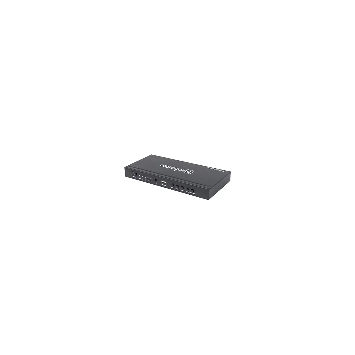 Manhattan 1080p 4-Port HDMI Multiviewer Switch, Switch with Four Inputs on One Display, Video Bandwidth Amplifier, Remote Control, Black, Three Year Warranty, Box - Video/Audio-Schalter - 4 Anschlüsse