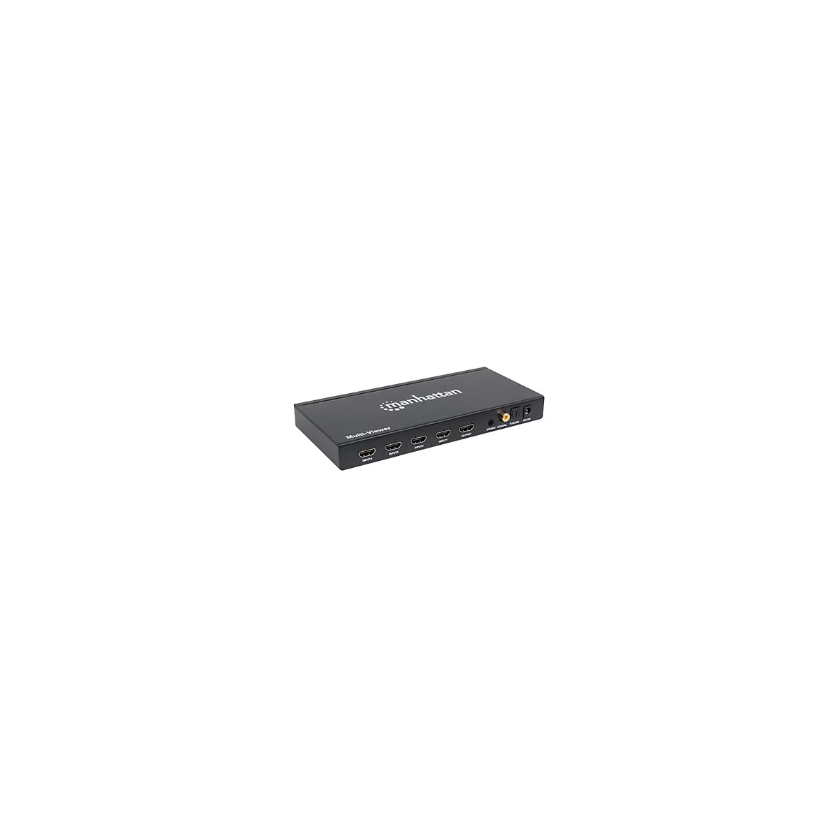 Manhattan 1080p 4-Port HDMI Multiviewer Switch, Switch with Four Inputs on One Display, Video Bandwidth Amplifier, Remote Control, Black, Three Year Warranty, Box - Video/Audio-Schalter - 4 Anschlüsse