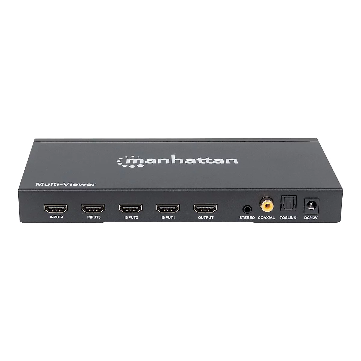 Manhattan 1080p 4-Port HDMI Multiviewer Switch, Switch with Four Inputs on One Display, Video Bandwidth Amplifier, Remote Control, Black, Three Year Warranty, Box - Video/Audio-Schalter - 4 Anschlüsse