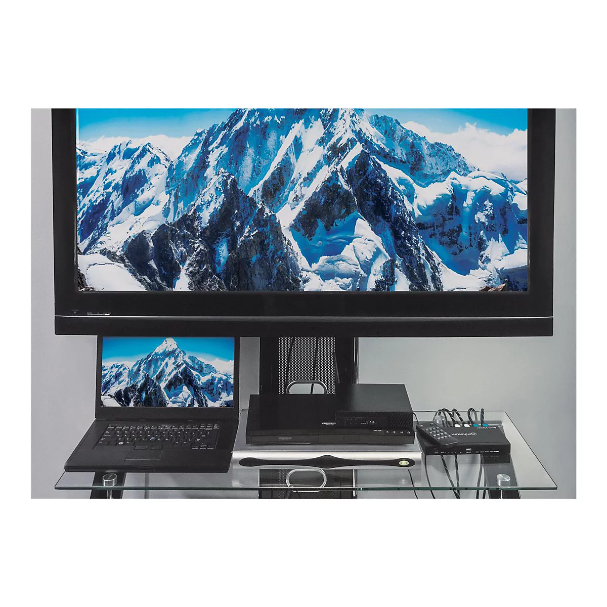 Manhattan 1080p 4-Port HDMI Multiviewer Switch, Switch with Four Inputs on One Display, Video Bandwidth Amplifier, Remote Control, Black, Three Year Warranty, Box - Video/Audio-Schalter - 4 Anschlüsse