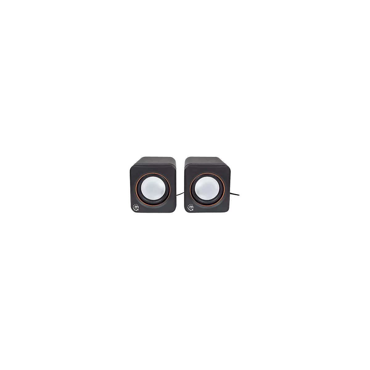 Manhattan 2600 Series Speaker System, Small Size, Big Sound, Two Speakers, Stereo, USB power, Output: 2x 3W, 3.5mm plug for sound, In-Line volume control, Cable 0.9m, Black, Three Year Warranty, Box - Lautsprecher - für PC